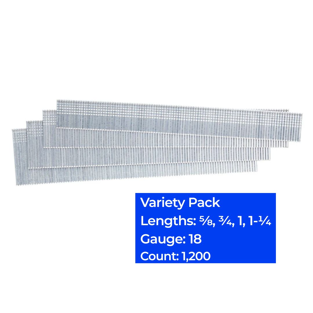 18ga Straight Strip Brad Nail Variety Pack 5/8" - 1-1/4"