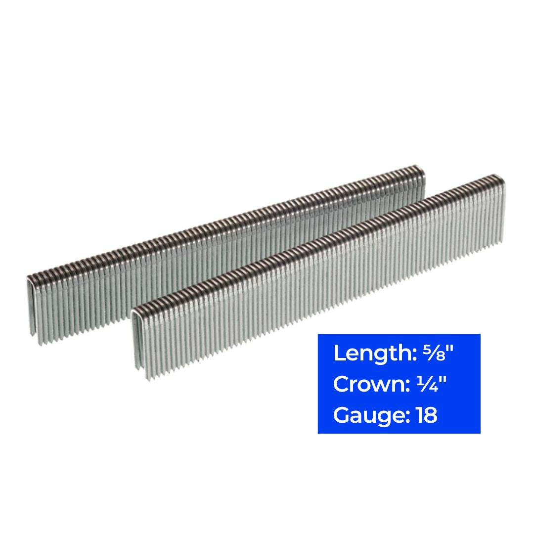 18ga 1/4″ Crown Medium Wire Staples 5/8", 5,000 ct
