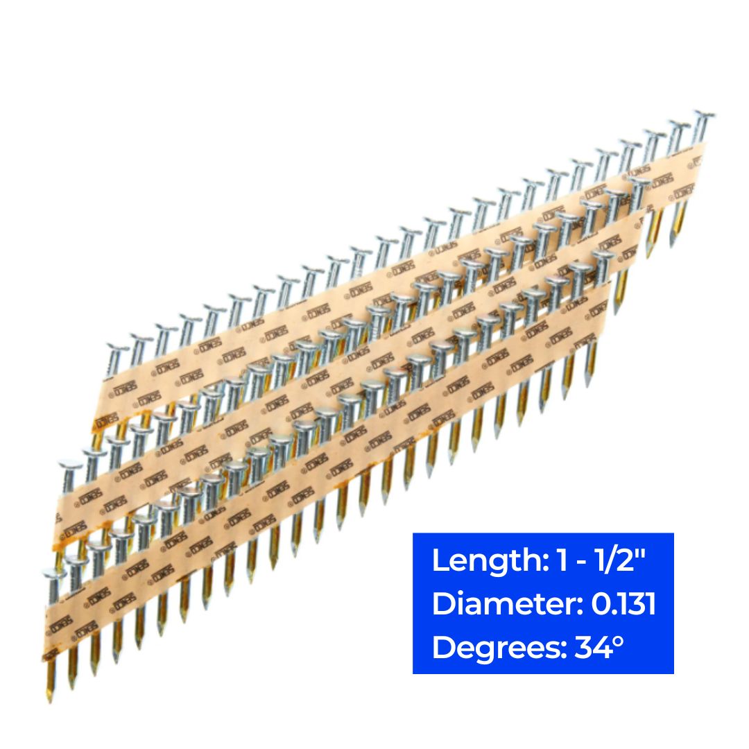 34° Metal Connector Paper Tape Non-Heat Treated Nails 1-1/2 x 0.131