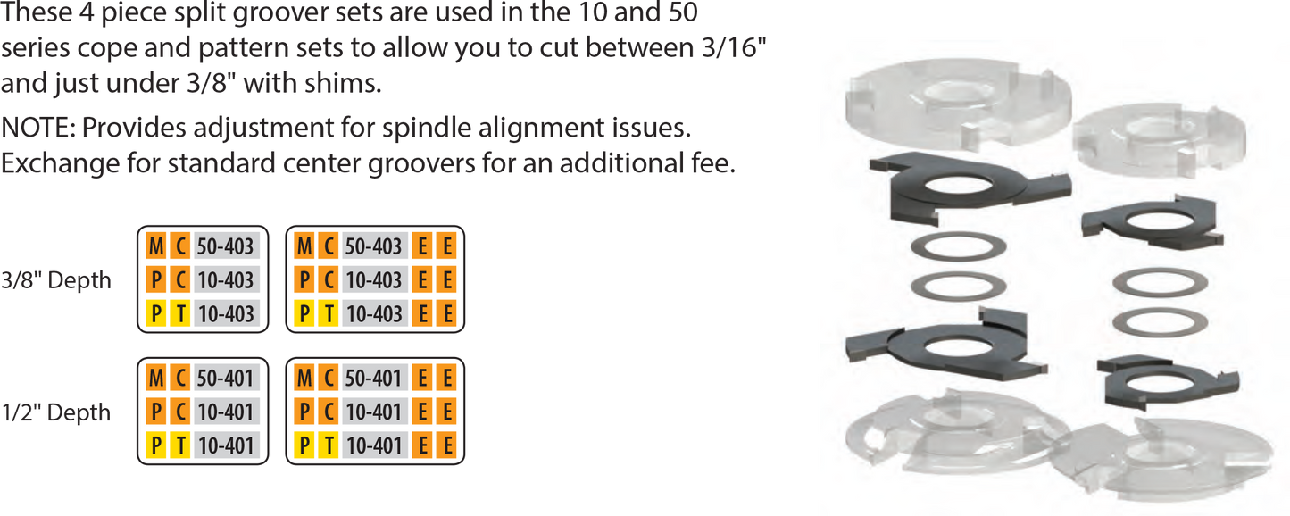 Freeborn PC-10-403 Split Groover Set