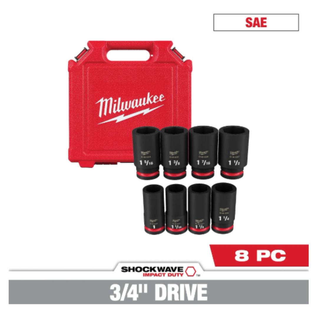 8pc SHOCKWAVE 3/4" Drive SAE Socket Set