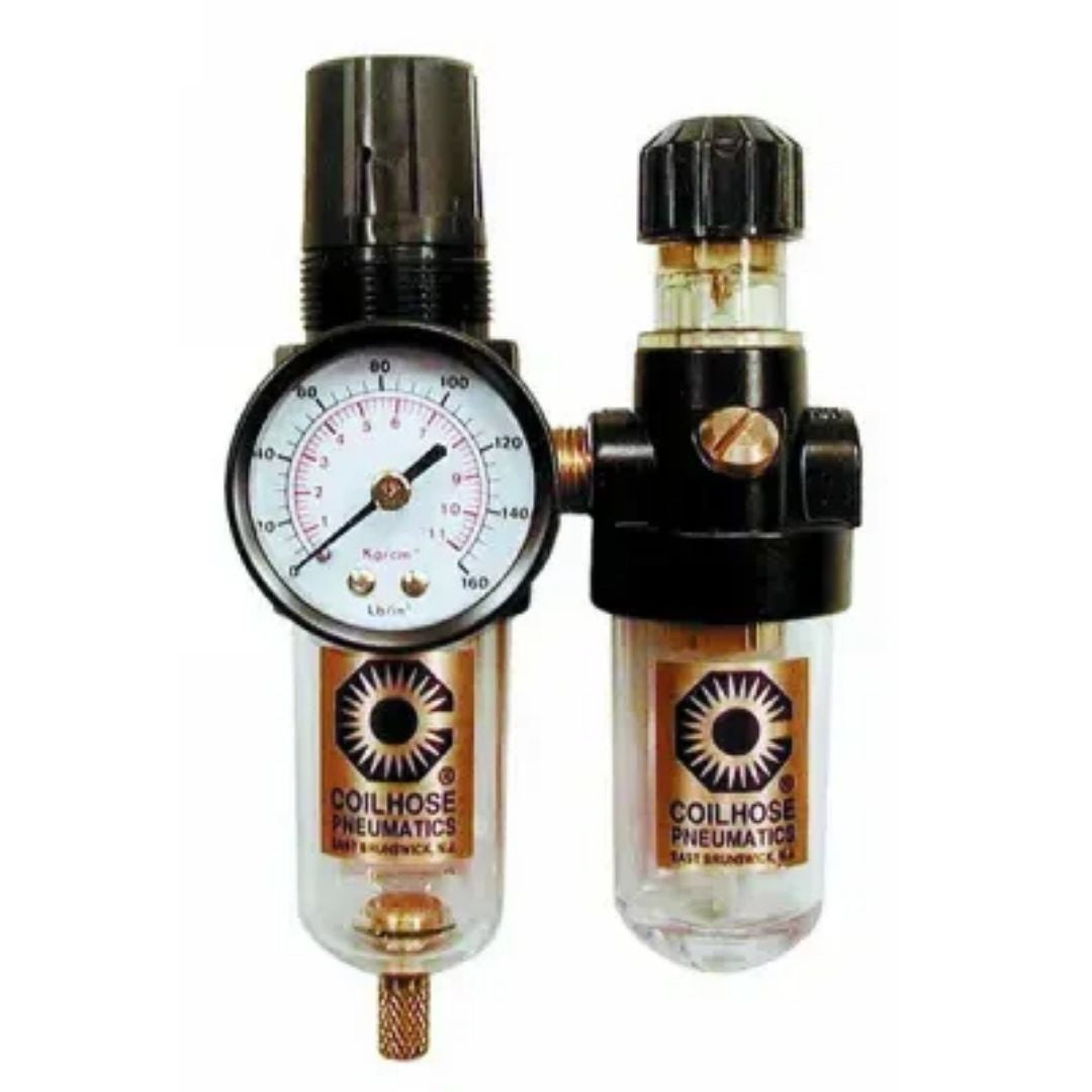 Coilhose Pneumatics 1/4" Mini Integral Filter/Regulator + Lubricator, Gauge MFCL2-G