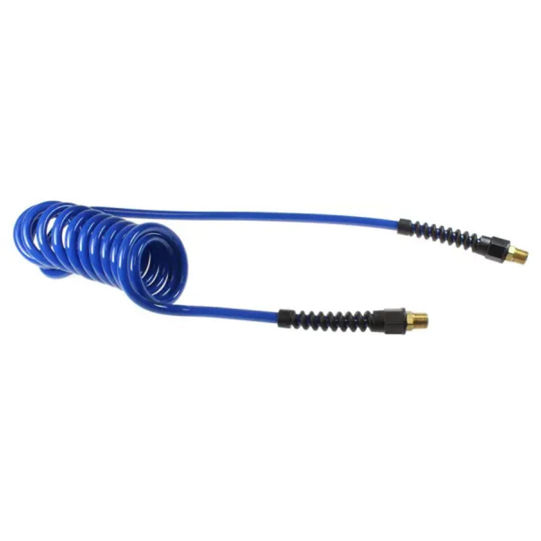 Coilhose Pneumatics Flexcoil, 1/4" x 10', 1/4" NPT Rigid Strain Relief Fittings, Blue PU14-10-B