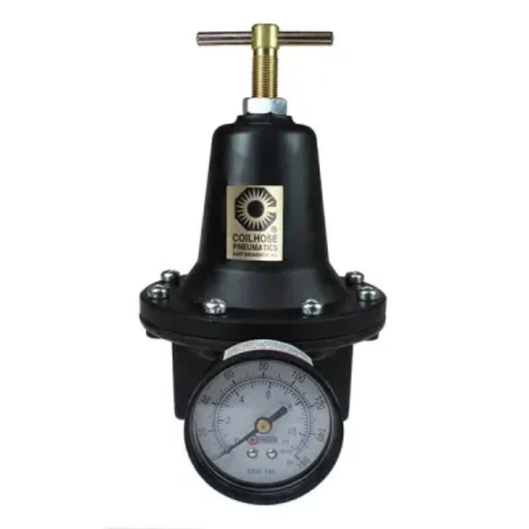 Coilhose Pneumatics Heavy Duty Series Regulator, 1/4", Gauge, Clamshell 8802G-CS