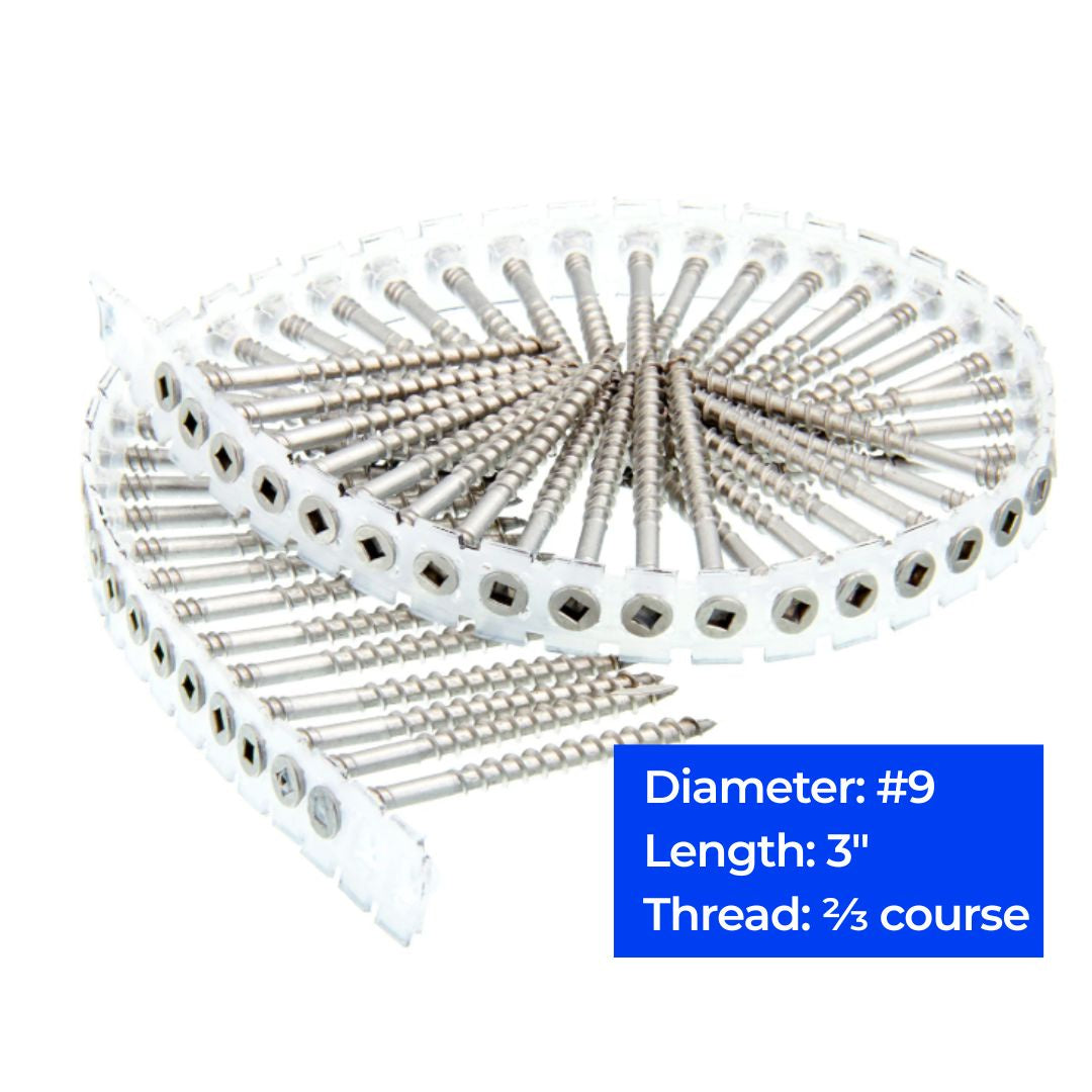 #9 2/3 Coarse 3" Decking And Docks Collated Screws, 800 ct