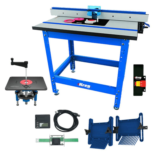 Kreg KL3 PRS1045 Pro II DRO Router Table Package – Router Lift – Feather Boards – Router Table Switch – Digital Readout