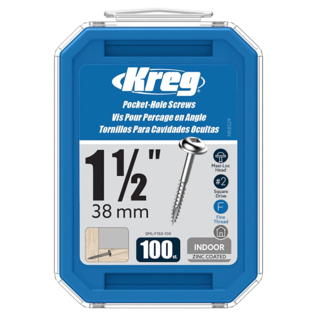 Kreg Zinc Pocket-Hole Screws - 1-1/2" - Fine Thread, 100 Count