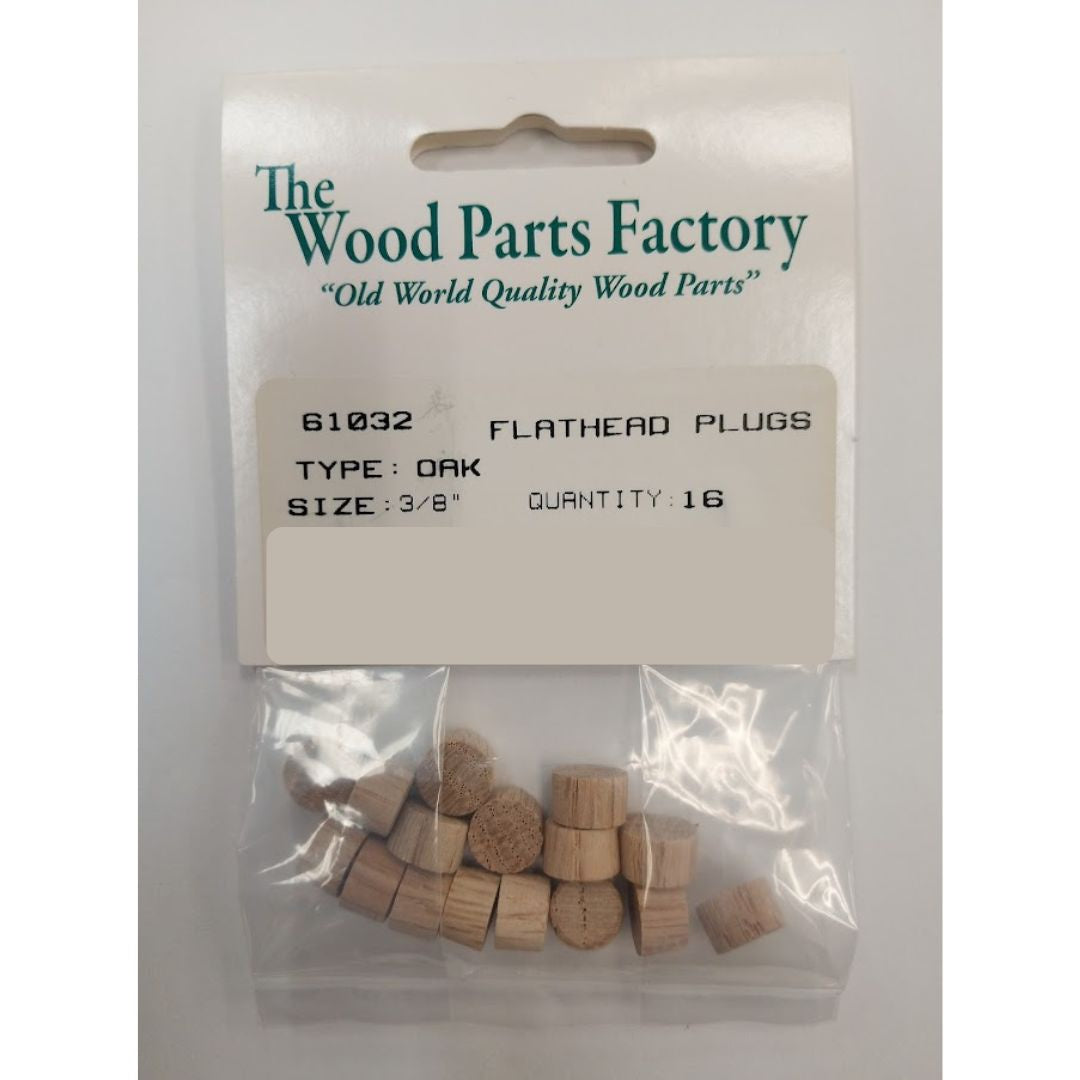 3/8" Oak Flat Head Plug 16pc