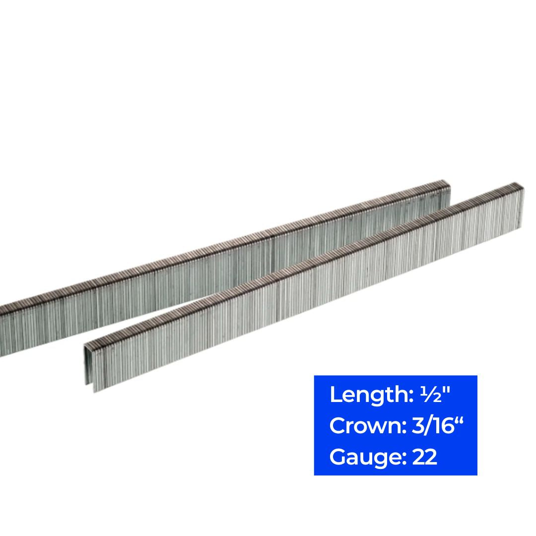 22ga 3/16″ Crown Fine Wire Staples 1/2", 20,000 ct