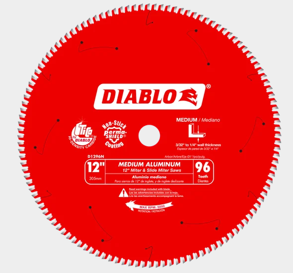 12" x 96-Teeth Saw Blade for Medium Aluminum