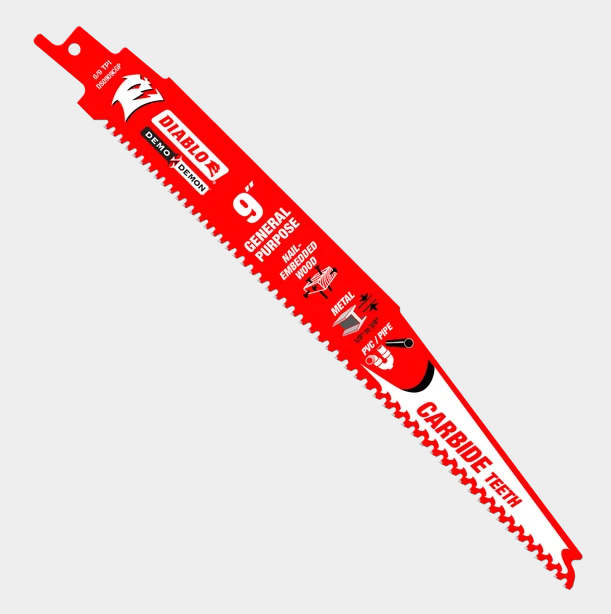 9" 6/9 TPI Demo Demon™ Carbide Teeth Reciprocating Saw Blades for General Purpose Cuts (3-pk)