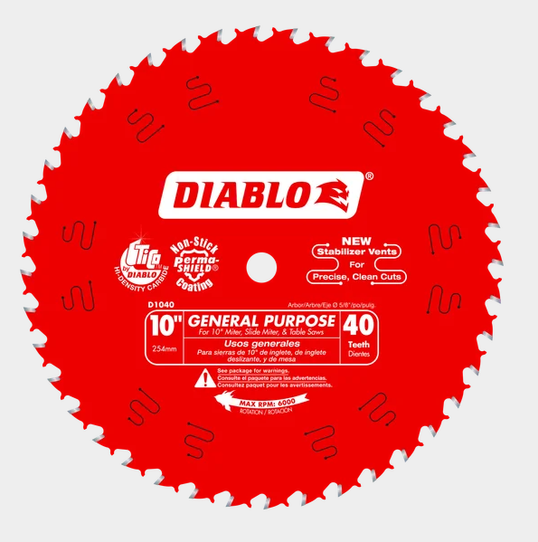 10" x 40-Teeth General Purpose Saw Blade for Wood