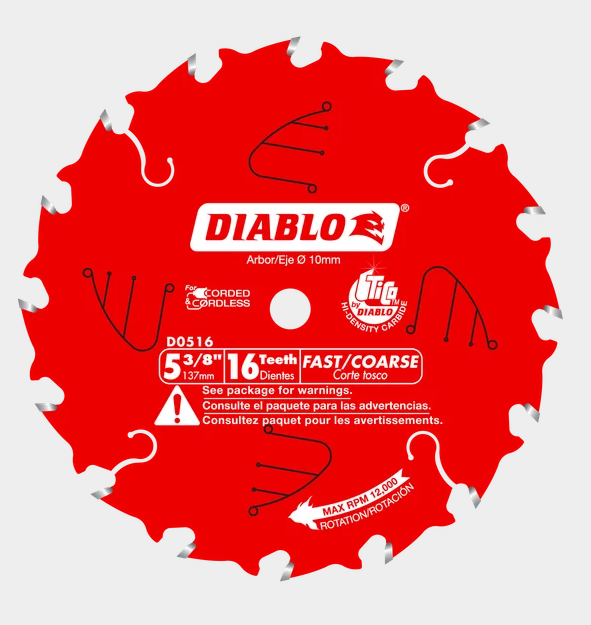 5-3/8" x 16-Teeth Fast Framing Trim Saw Blade for Wood