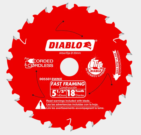 Diablo 5-1/2" x 18-Teeth Fast Framing Saw Blade for Wood