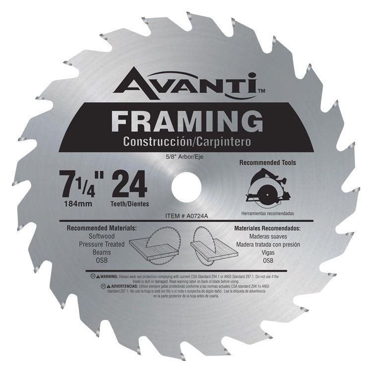 Freud A0724A 7-1/4" 24 Teeth Avanti Framing Circular Saw Blade