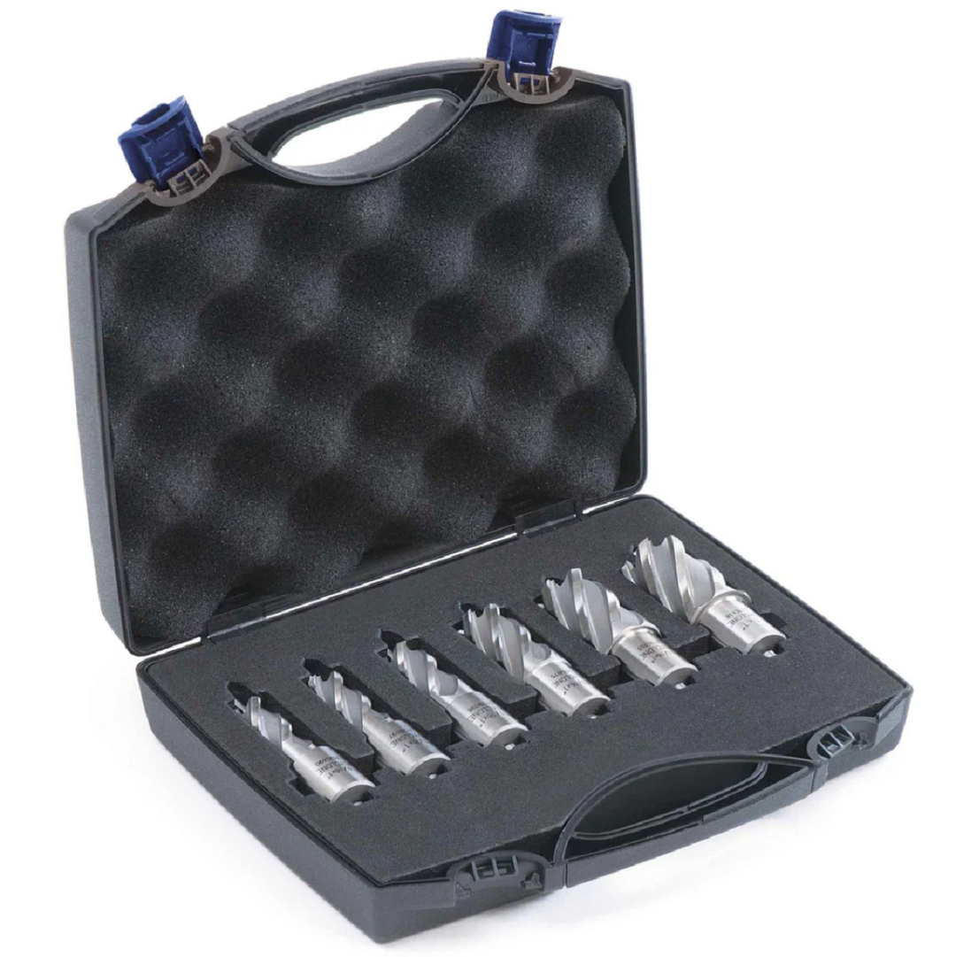 6pc 1 In. Depth Annular HSS Mag Drill Cutter Set 9/16 To 1 Inch