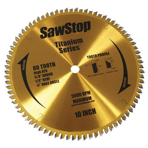 SawStop 80-Tooth 10" Titanium Series Premium Woodworking Blade