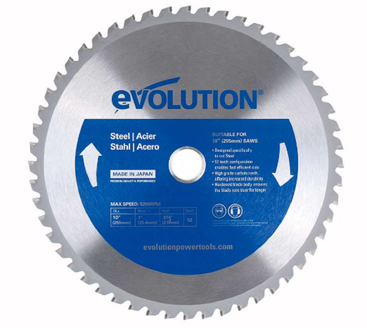 10 in. / 52T / 1 in. Arbor / Mild Steel Blade