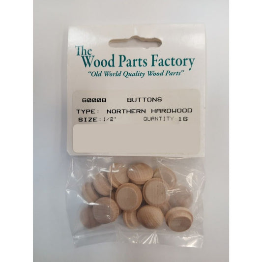 1/2" Northern Hardwood Button 16pc