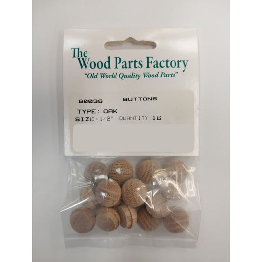1/2" Oak Button 16pc