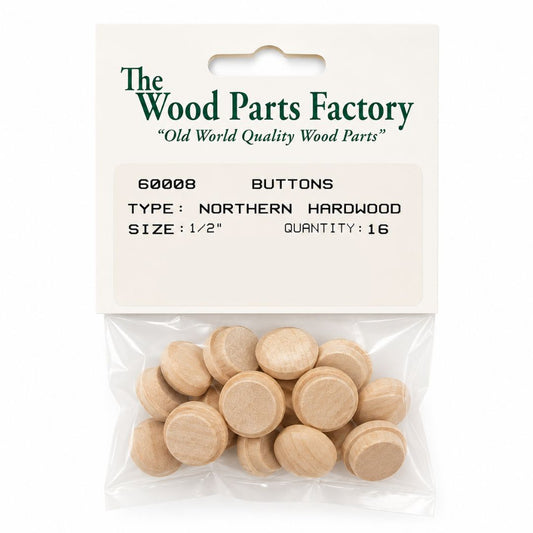 1/2" Northern Hardwood Button 16pc