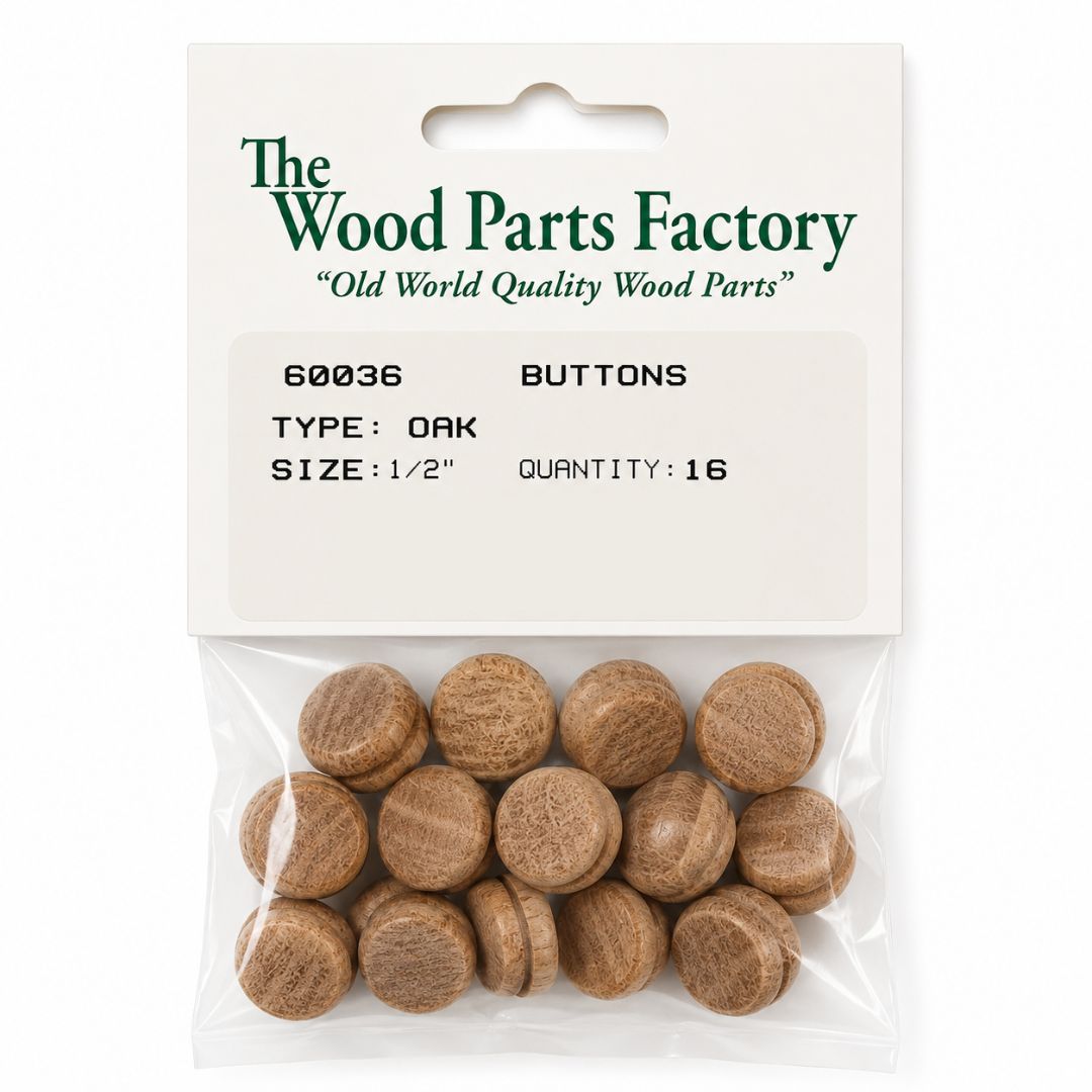 1/2" Oak Button 16pc