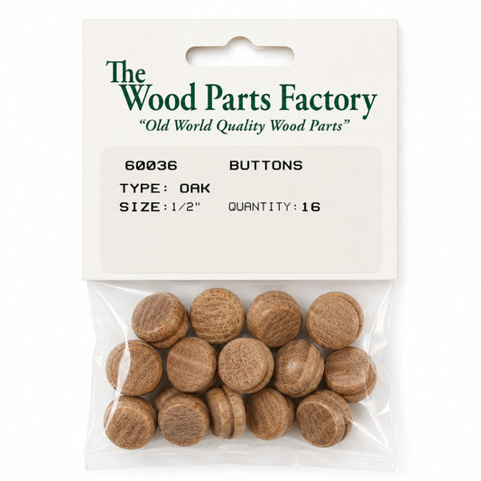1/2" Oak Button 16pc