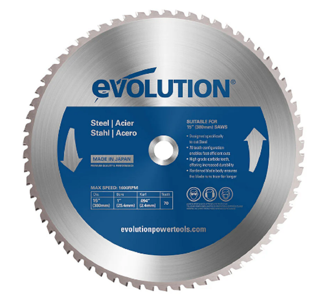 15 in. / 70T / 1 in. Arbor / Mild Steel Blade