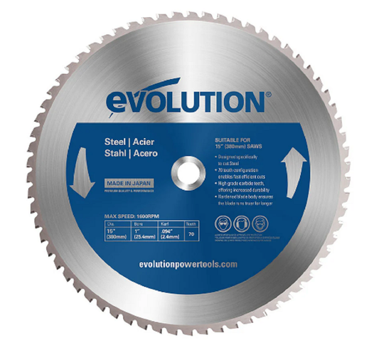 15 in. / 70T / 1 in. Arbor / Mild Steel Blade