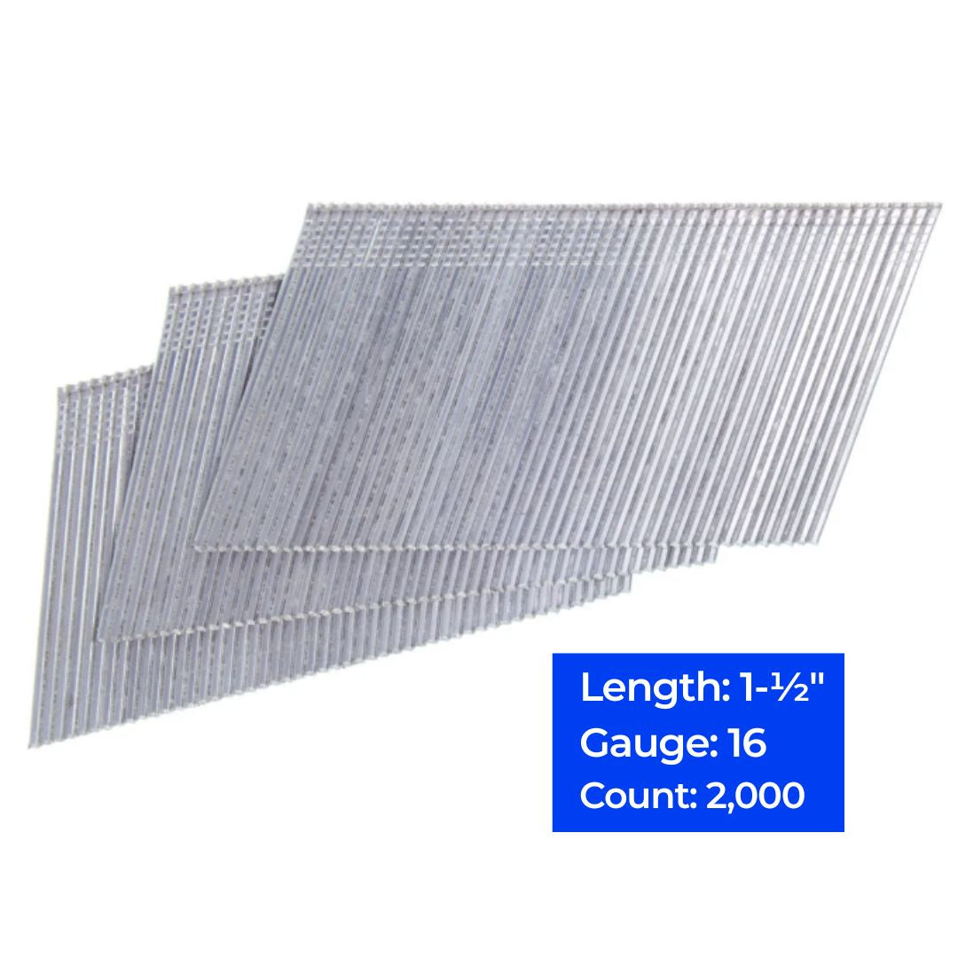 16ga 20° Angled Strip Finish Nails 1-1/2", 2,000 ct
