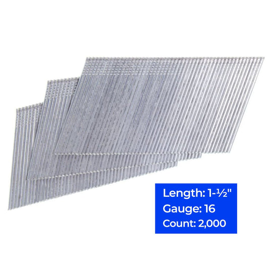16ga 20° Angled Strip Finish Nails 1-1/2", 2,000 ct