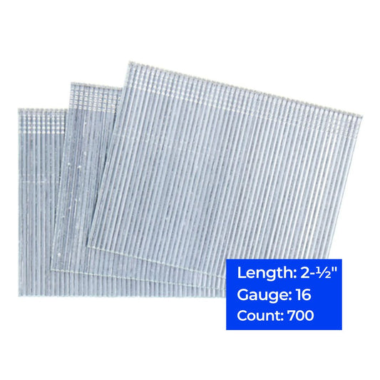16ga Straight Strip Finish Nails 2-1/2", 700 ct