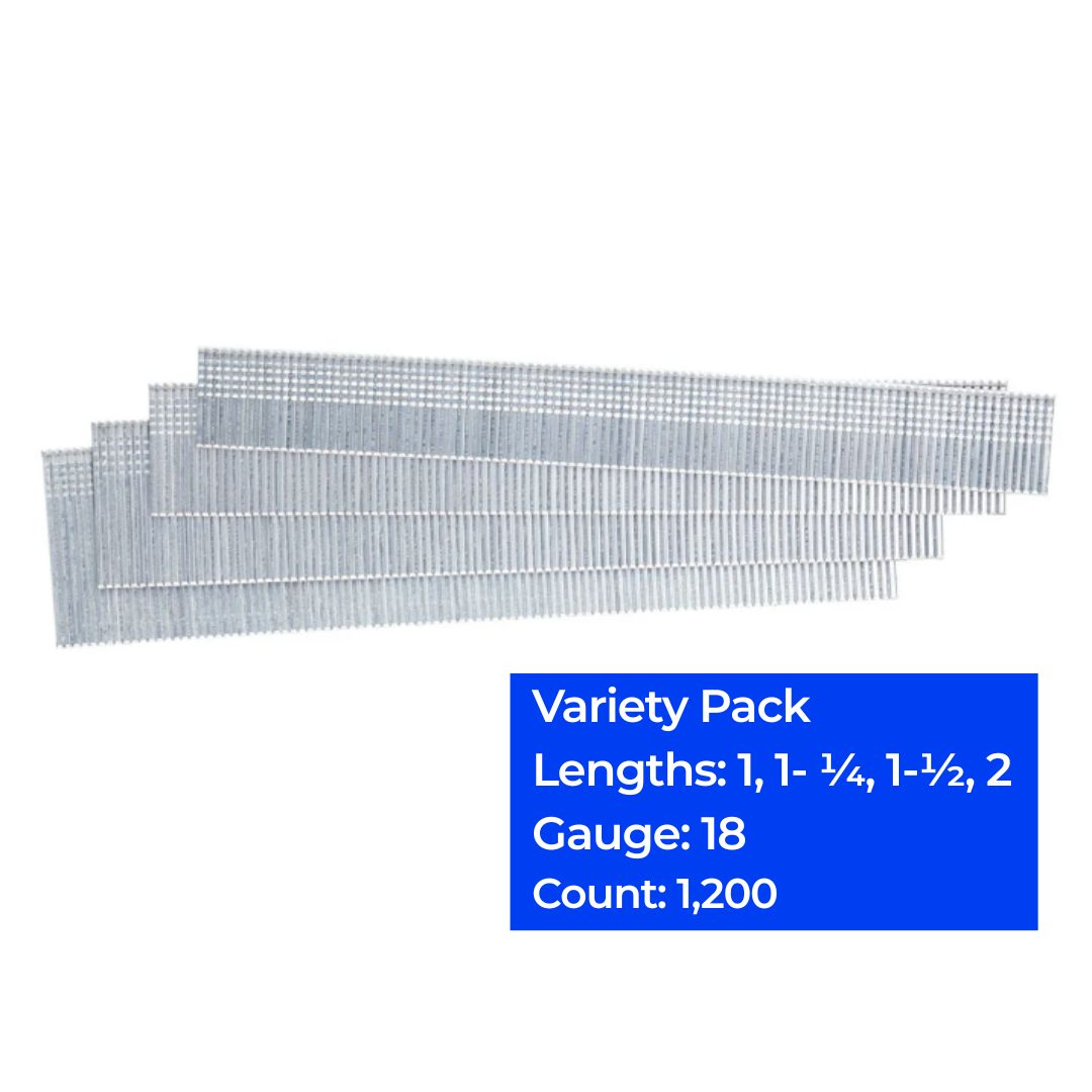 18ga Straight Strip Brad Nail Variety Pack 1" - 2"