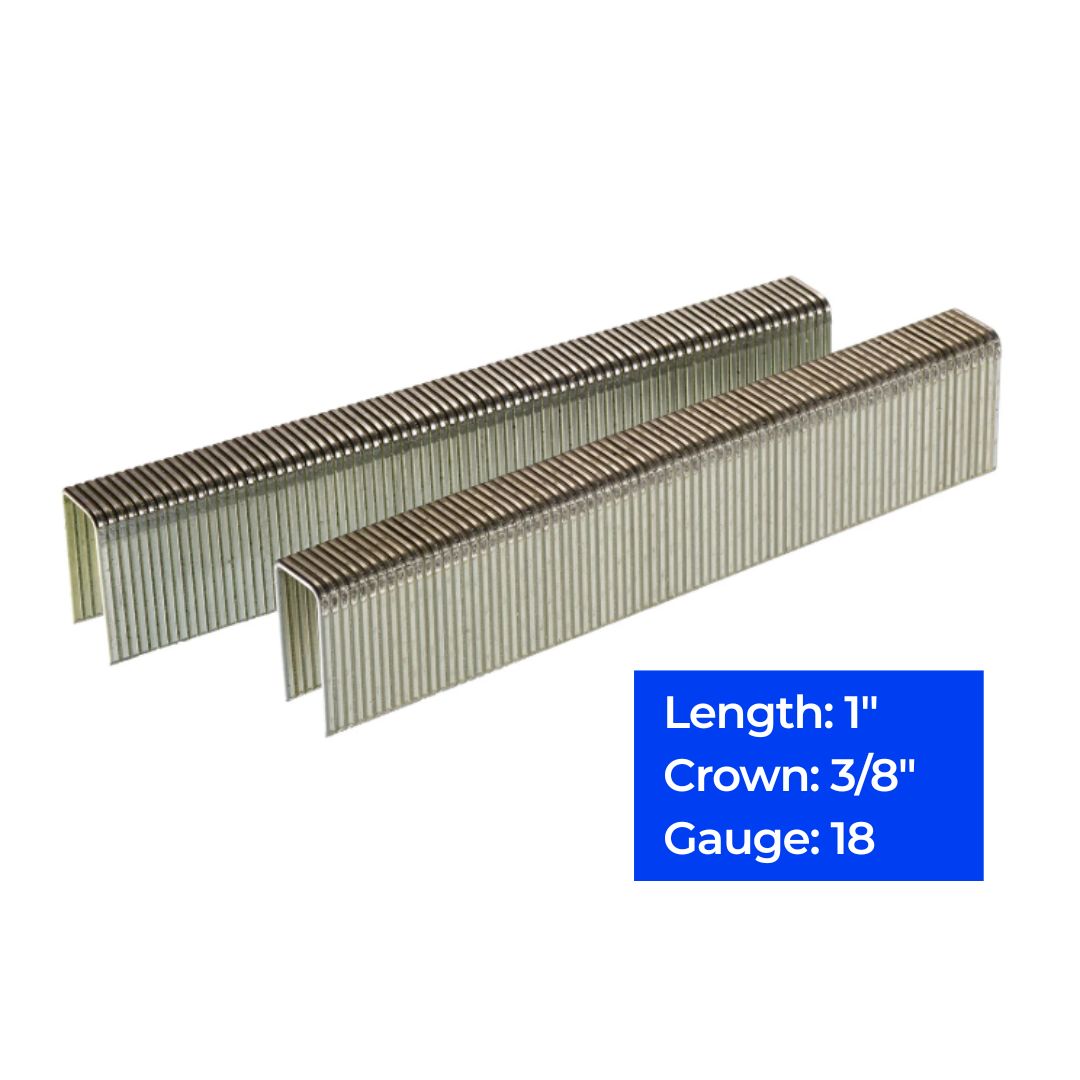 18ga x 3/8" Crown Medium Wire 1" Leg Galvanized Staple, 5,000 ct