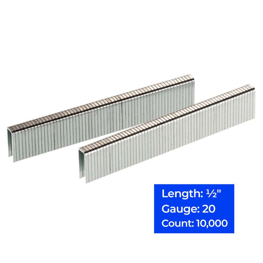 20ga 3/16″ Crown Fine Wire Staples 1/2", 10,000 ct