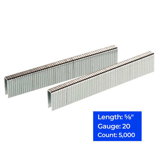 20ga 3/16″ Crown Fine Wire Staples 5/8", 5,000 ct