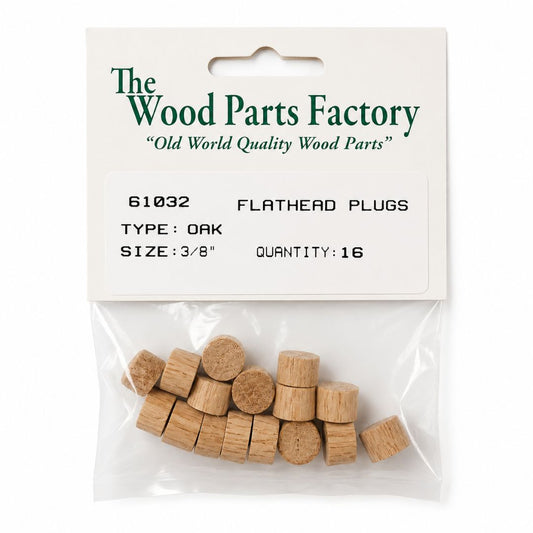 3/8" Oak Flat Head Plug 16pc