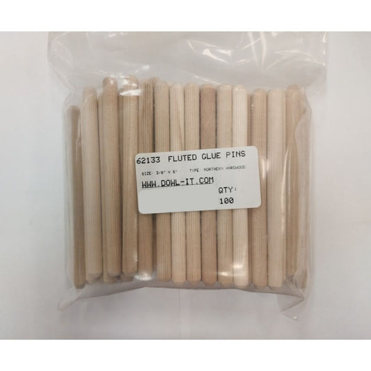 3/8" x 5" Fluted Dowels 100 pc