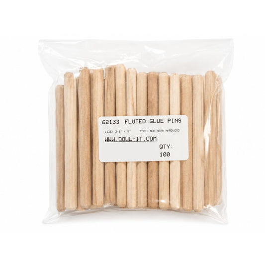 3/8" x 5" Fluted Dowels 100 pc