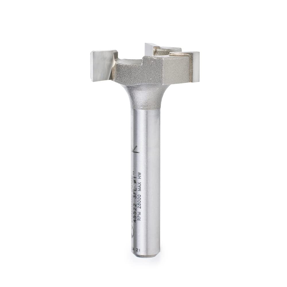 Carbide Tipped 1 Dia x 1/4 CH x 1/4 Shk x 1-3/4 Long Spoilboard Surfacing & Flattening 3-Flute Router Bit
