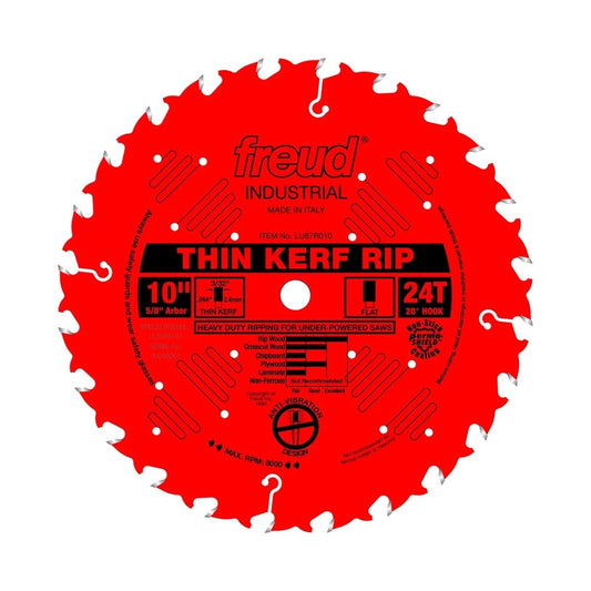 Thin Kerf Rip Saw Blade with Premium Tico Hi-Density Carbide Ripping Blend for Maximum Performance - 10" Diameter, 24 Teeth, .071" Plate, Flat Grind