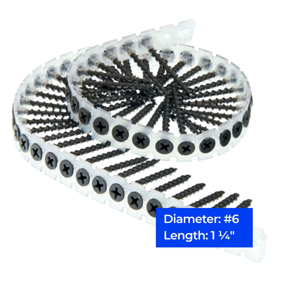 #6 Coarse 1-1/4" Sharp Point Drywall Screws, 1000 ct