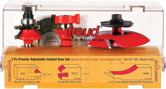Freud 3Pc Adjustable Cabinet Bit Set