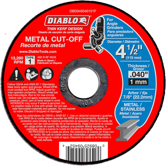 4.5"x.040x7/8" Thin Kerf Metal Cutoff