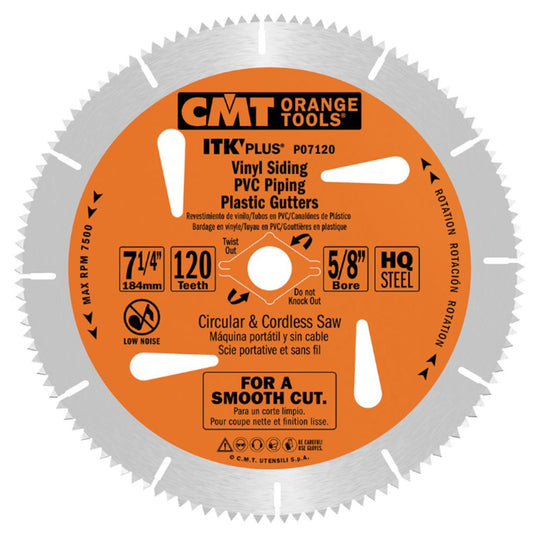 CMT - 7-1/4" ITK Plus® Vinyl Siding/PVC Piping/Plastic Gutter saw blades P07120-X10