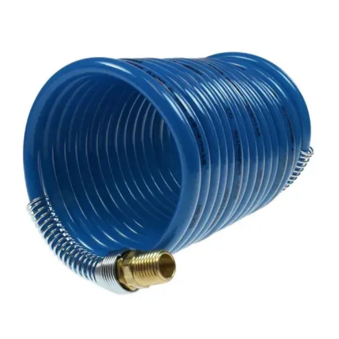 Coilhose Pneumatics Stowaway Nylon Coil, 1/4" x 25', 1/4" NPT Rigid Fittings, Blue S14-25