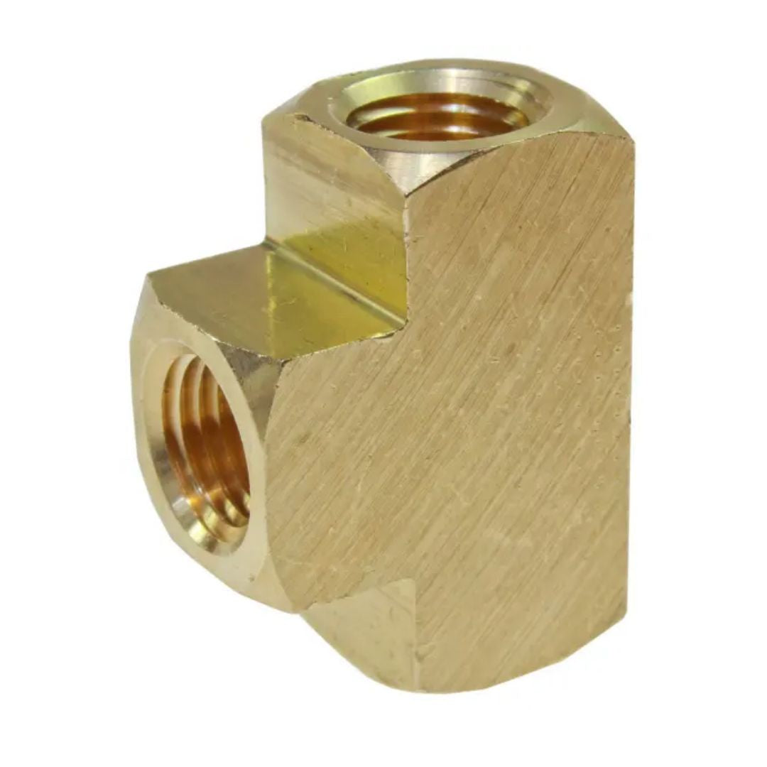 Coilhose Pneumatics Tee, 1/8" FPT Brass Pipe Fitting T002