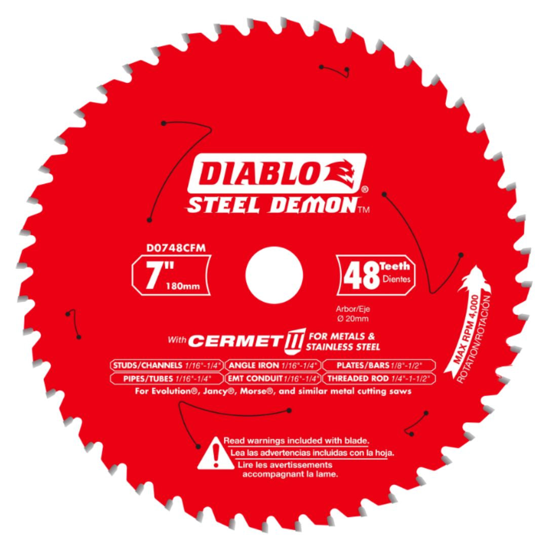 Diablo 7" x 48-Teeth Steel Demon™ Cermet II Saw Blade D0748CFM