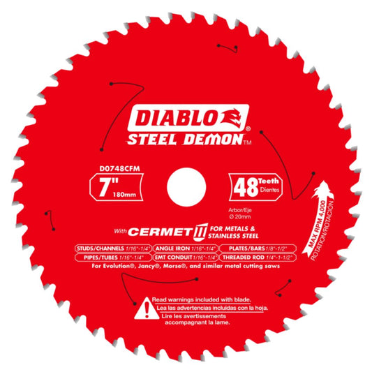 Diablo 7" x 48-Teeth Steel Demon™ Cermet II Saw Blade D0748CFM