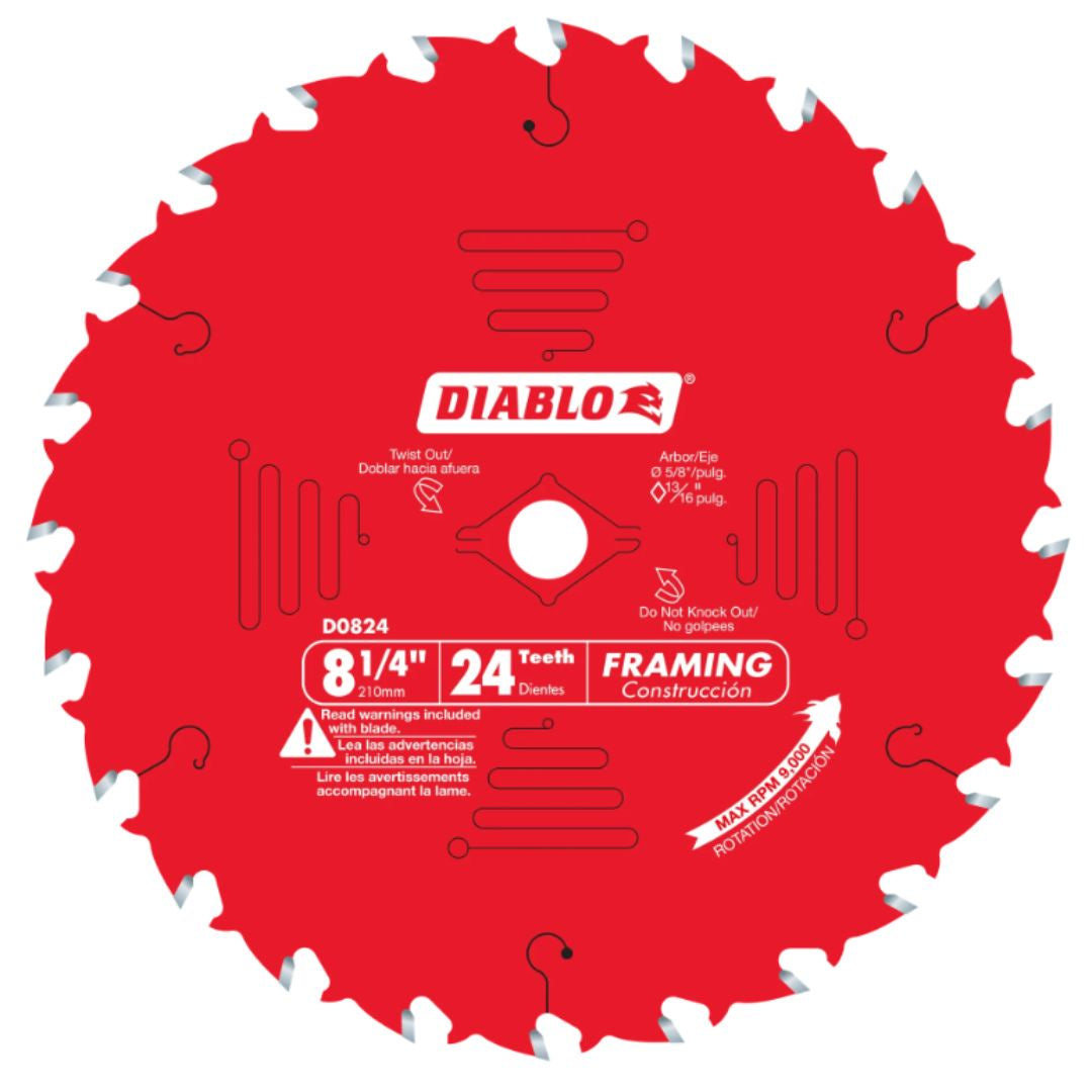 Diablo 8-1/4" x 24-Teeth Framing Saw Blade for Wood D0824X